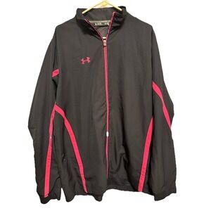 Under Armour Long Loose Coldgear Red Zipper Jacket XL TG Vented - Front Pockets